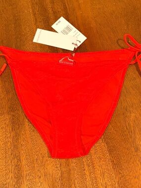 NWT $68 Red Carter Scorching Hot Red Eyelit Tie Side Bikini Bottom Size L